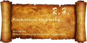 Raskovics Hajnalka névjegykártya